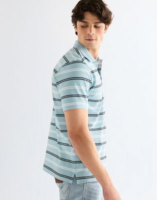 Regular Stripe Polo Shirt in Forget Me Not