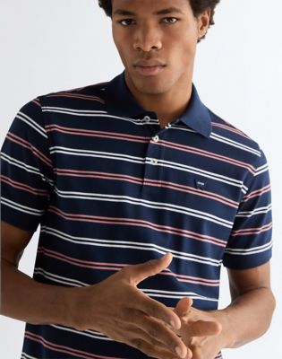 Regular Stripe Polo Shirt in Navy