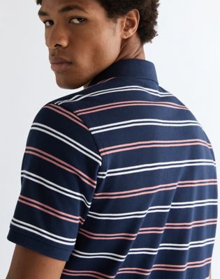 Regular Stripe Polo Shirt in Navy