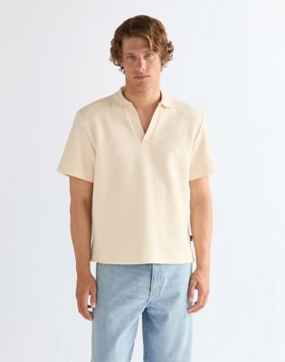 Relaxed Polo Sweater in Egret