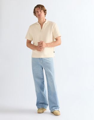Relaxed Polo Sweater in Egret