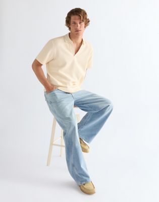 Relaxed Polo Sweater in Egret