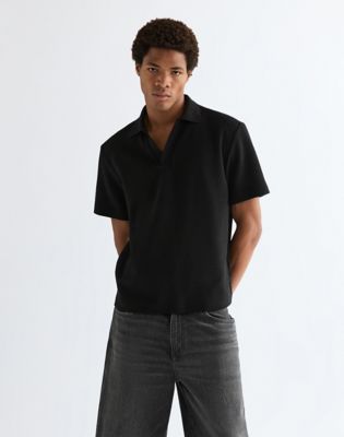 Relaxed Polo Sweater in Black