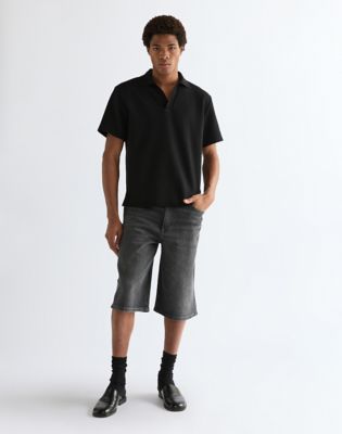 Relaxed Polo Sweater in Black