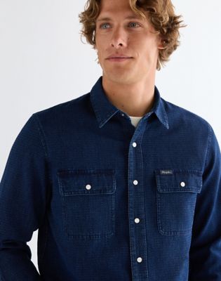 Blue Bell Relaxed Overshirt in Indigo Waffle