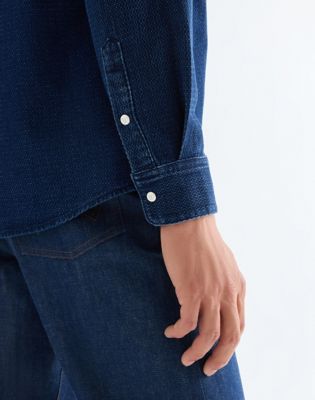 Blue Bell Relaxed Overshirt in Indigo Waffle