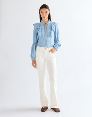 Wrangler Low Rise Bold Boot Lightweight Jean biały znoszony