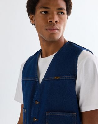 Regular Cowboy Cut Vest in Prewashed Indigo