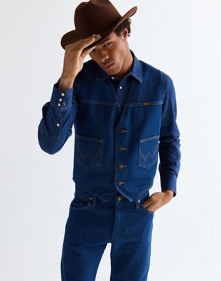Regular Cowboy Cut Vest in Prewashed Indigo