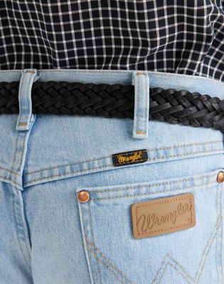 Wrangler Braided skórzany pasek czarny