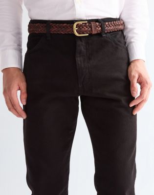 Wrangler Braided skórzany pasek brązowy