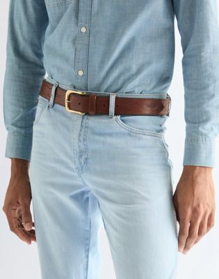 Wrangler Western Stitch skórzany pasek Dark brązowy
