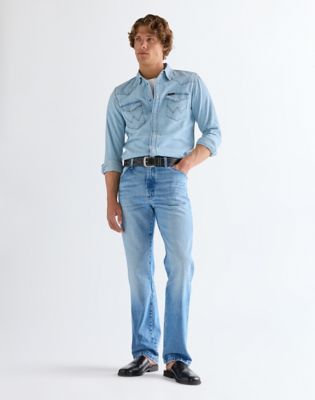 Wrangler Western Stitch skórzany pasek czarny