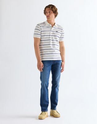 Regular Stripe Polo Shirt in Worn White