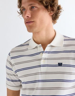 Regular Stripe Polo Shirt in Worn White