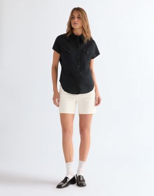 Slim Lightweight Stylized Western Shirt in Black