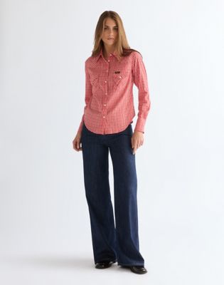Slim Western Shirt in Flame Scarlet