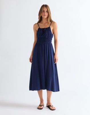 Slim Lightweight Summer Dress in Navy