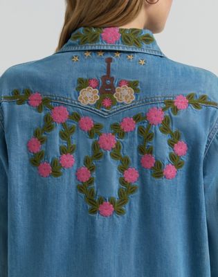 Lainey Wilson x Wrangler Embroidered Shirt in Denim