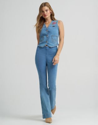 Lainey Wilson x Wrangler Embroidered Vest in Blue