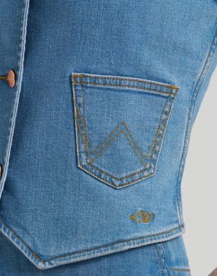Lainey Wilson x Wrangler Embroidered Vest in Blue