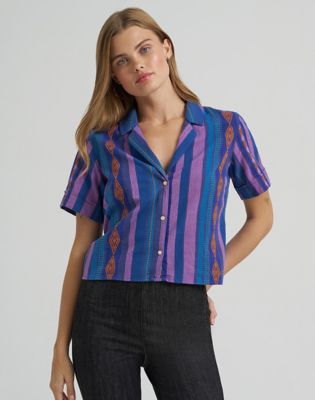 Lainey Wilson x Wrangler Jacquard Shirt in Blue