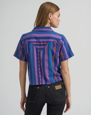 Lainey Wilson x Wrangler Jacquard Shirt in Blue