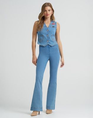 Lainey Wilson x Wrangler Novelty Pull On Flare in Blue