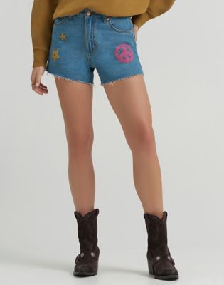 Lainey Wilson x Wrangler Embroidered Cowboy Short 7.62cm in Denim
