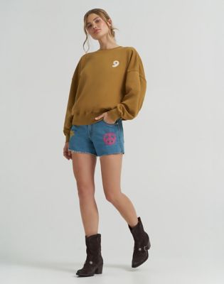 Lainey Wilson x Wrangler Embroidered Cowboy Short 7.62cm in Denim