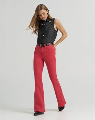 Lainey Wilson x Wrangler Lainey Flare Jean in Washed Red