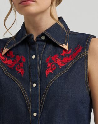 Lainey Wilson x Wrangler Sleeveless Shirt in Rinse