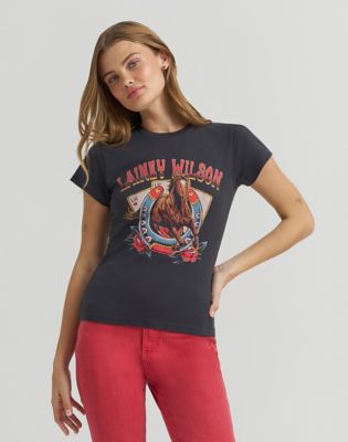 Lainey Wilson x Wrangler Horse Cards Tee in Black