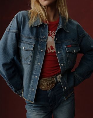 Wrangler&reg; x Cherry Denim Shirt Jacket in Denim