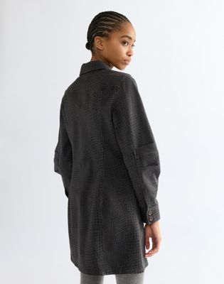 Slim Barrel Sleeve Dress in Croc Print
