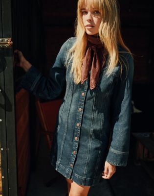 Loose Long Sleeve Mod Dress in Saloon Shadow