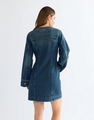 Loose Long Sleeve Mod Dress in Saloon Shadow