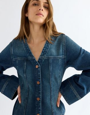 Loose Long Sleeve Mod Dress in Saloon Shadow