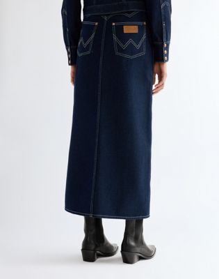 Slim Western Midi Skirt in Dark Orbit