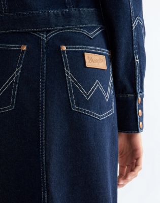 Slim Western Midi Skirt in Dark Orbit