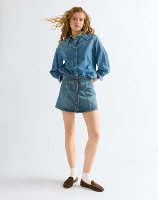 Regular Paneled Skirt in Worn Legacy