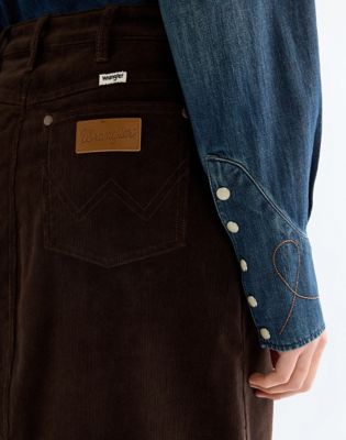Slim Corduroy Maxi Skirt in Chocolate Torte