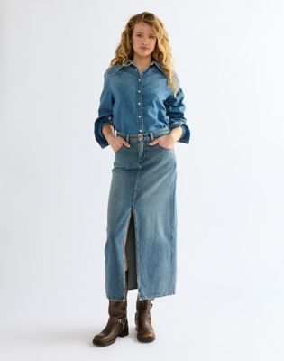 Slim Maxi Skirt in Worn Legacy