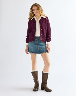 Regular Western Cardigan in Potent Purple