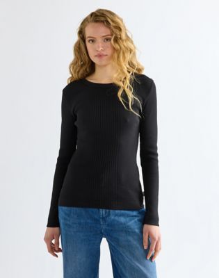Slim Variegated Crew Tee in Black