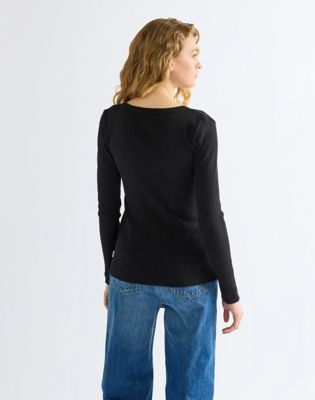 Slim Variegated Crew Tee in Black
