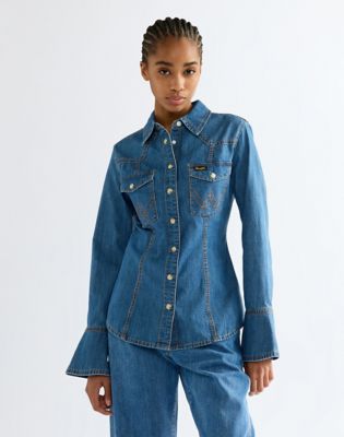 Super Wrangler Slim Western Shirt in Cowboy Fade