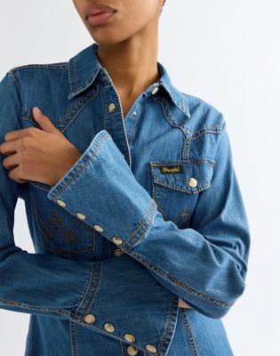 Super Wrangler Slim Western Shirt in Cowboy Fade