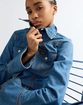 Super Wrangler Slim Western Shirt in Cowboy Fade
