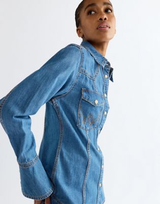 Super Wrangler Slim Western Shirt in Cowboy Fade